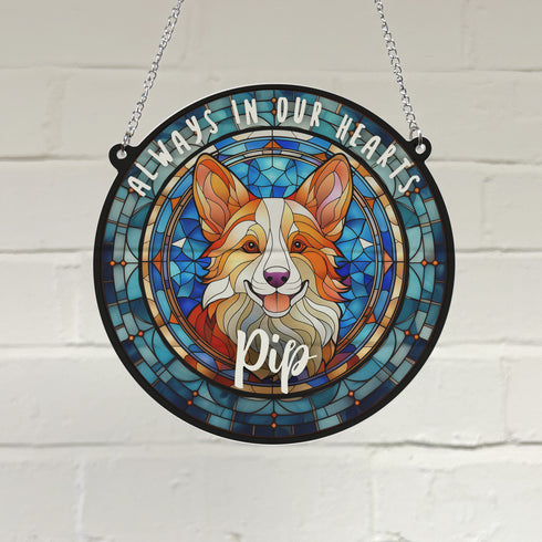 Corgi Memorial Stained Glass Effect Suncatcher